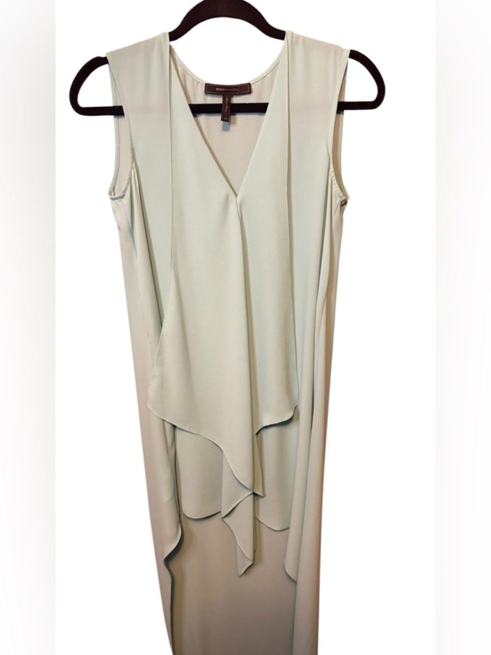 BCBGMAXAZRIA Tara Aqua High Low Ruffle Dress XS Wedding Guest Vacation Flowy - Picture 8 of 8